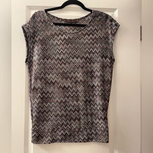 The Limited Gray Fitted Ribbed Cap Sleeve Top
